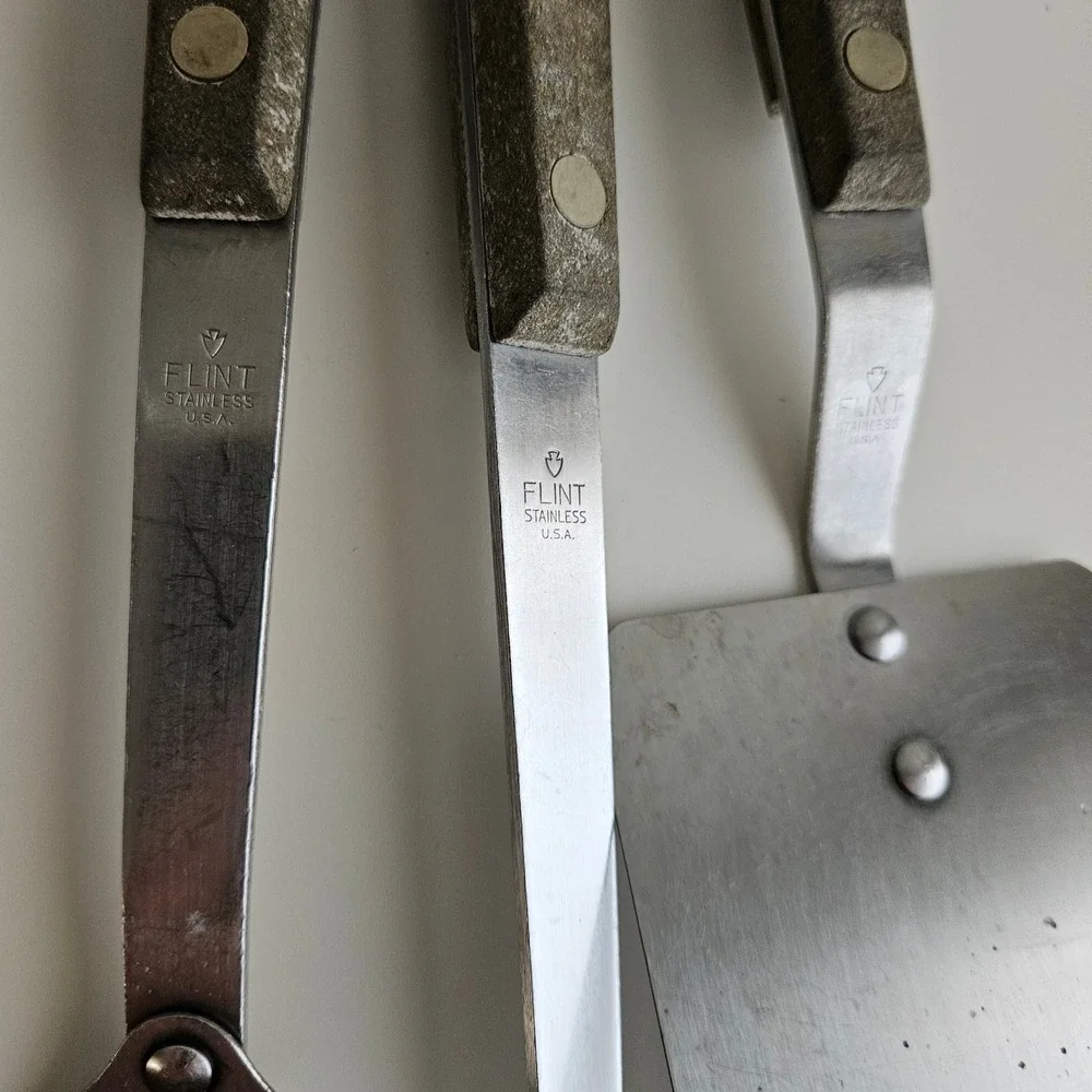 Ekco Flint Arrowhead Vintage Stainless Steel Kitchen Utensil Set 3pc USA FLAWS‎